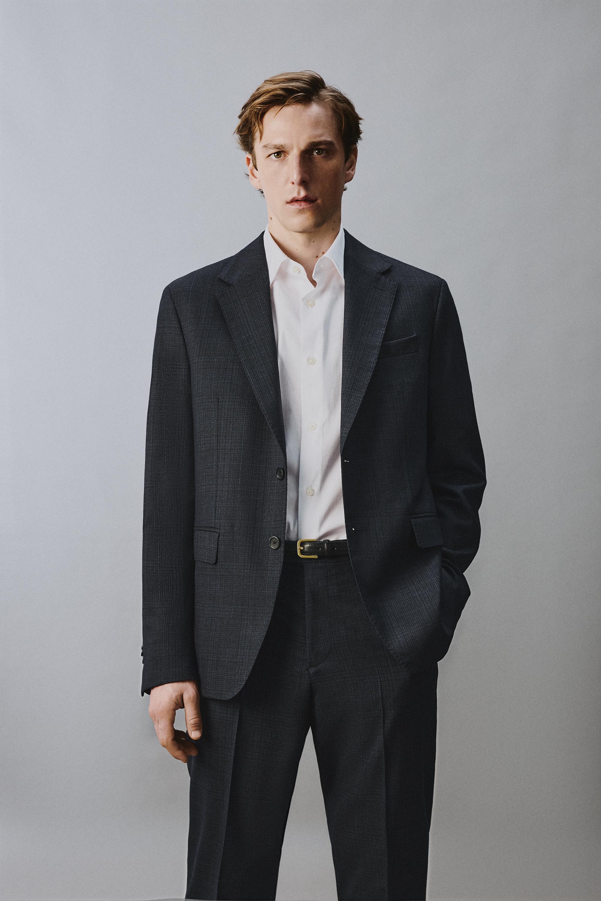 VESTE DE COSTUME À CARREAUX 100 % LAINE